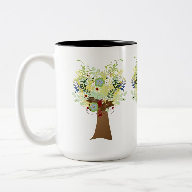 Caneca De Café Em Dois Tons Árvore Flor (Esquerda)