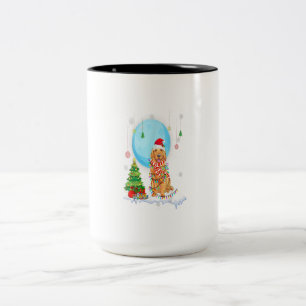 Caneca De Café Em Dois Tons Árvore Luz de Cão-de-Ouro Bonito para Retriever de