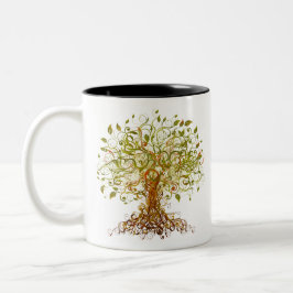 Caneca De Café Em Dois Tons Árvore Modernista Colorida 13