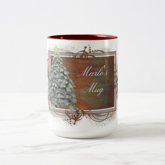 Caneca De Café Em Dois Tons Árvore Natal Design 1 - Mug (Centro)