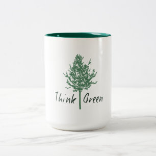 Caneca De Café Em Dois Tons Árvore pense verde