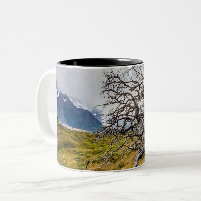 Caneca De Café Em Dois Tons Árvore queimada, Torres del Paine, Chile (Frente Esquerda)