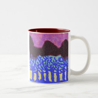 Caneca De Café Em Dois Tons Árvores azuis