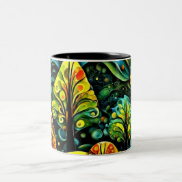 Caneca De Café Em Dois Tons Árvores com céu tempestuoso