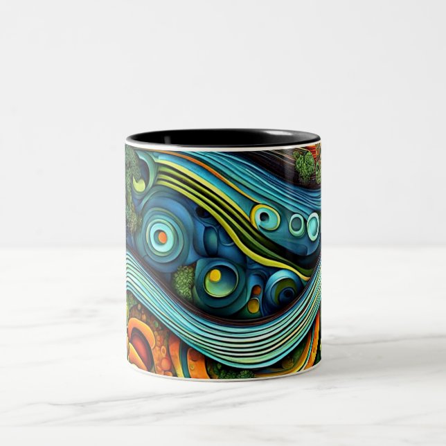 Caneca De Café Em Dois Tons Árvores com nuvens turbulentas (Centro)