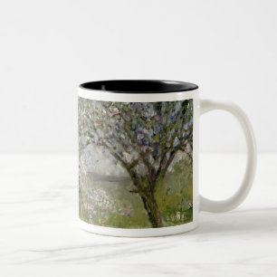 Caneca De Café Em Dois Tons Árvores de Apple na flor