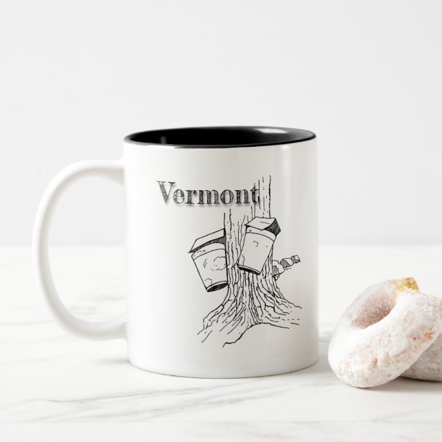 Caneca De Café Em Dois Tons Árvores de bordo de Vermont (Com Donut)
