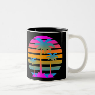 CANECA DE CAFÉ EM DOIS TONS ÁRVORES DE PALMAS RETRO DE TIGRE DE COREY