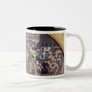 Caneca De Café Em Dois Tons As aves domésticas introduzem no mercado em Grand