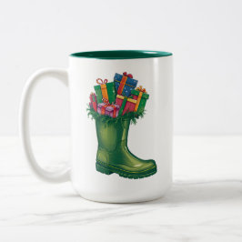 Caneca De Café Em Dois Tons As Botas Novas do Papai Noel