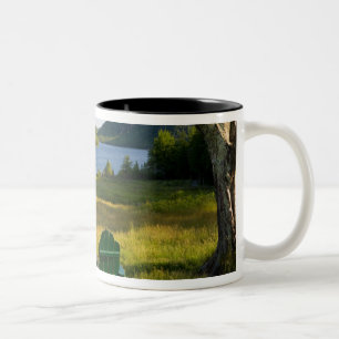 Caneca De Café Em Dois Tons As Cadeiras Adirondack no gramado do Jordan