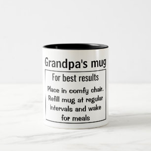 Caneca De Café Em Dois Tons As instruções do avô, humor divertido personalizad