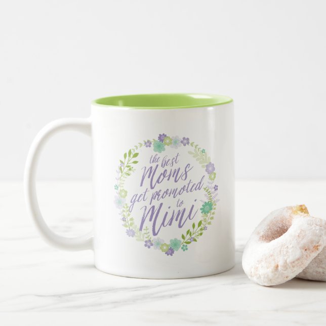 Caneca De Café Em Dois Tons As melhores Mães são promovidas a Mimi (Com Donut)