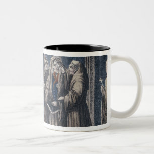 Caneca De Café Em Dois Tons As monges que cobrem o rei com drapejam o convento