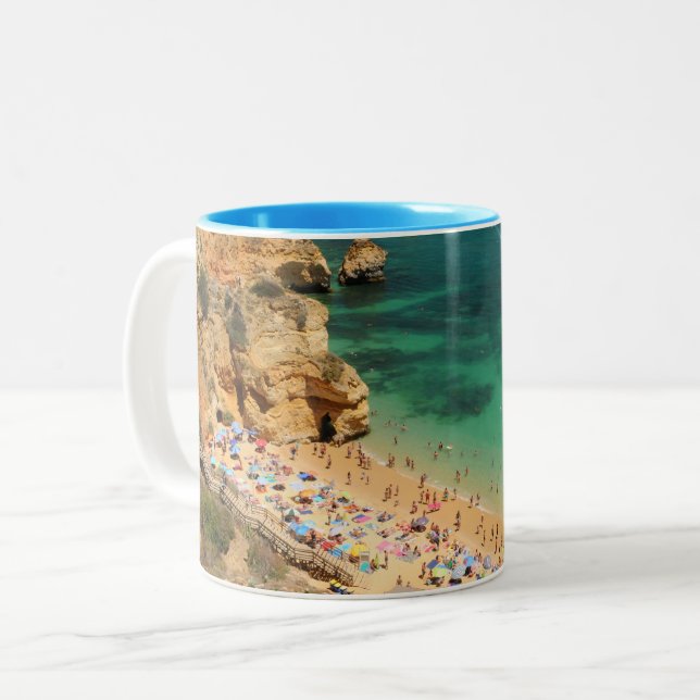 Caneca De Café Em Dois Tons As praias bonitas do Algarve (Frente Esquerda)