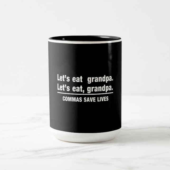 Caneca De Café Em Dois Tons As vírgulas salvar vovôs (Centro)