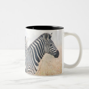 Caneca De Café Em Dois Tons As zebras no amanhecer espanam, o nacional 2 de