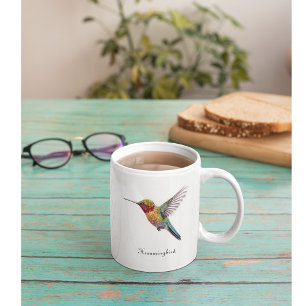 Caneca De Café Em Dois Tons Asas Arco-Íris: Arte de Hummingbird vibrante, pers