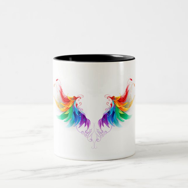 Caneca De Café Em Dois Tons Asas Fluffy Rainbow (Centro)