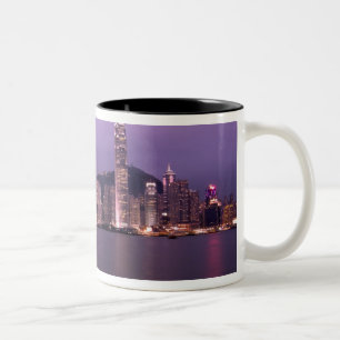 Caneca De Café Em Dois Tons Ásia, China, Hong Kong, paisagem urbana e