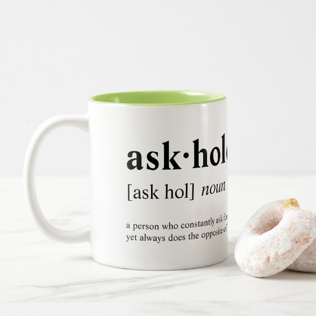 Caneca De Café Em Dois Tons Askhole - significado do dicionário (Com Donut)