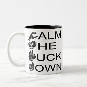 Caneca De Café Em Dois Tons ASL CTFD Calm The F**K Down #USAPatriotGraphics