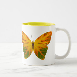 Caneca De Café Em Dois Tons Aspen Leaf Butterfly 1