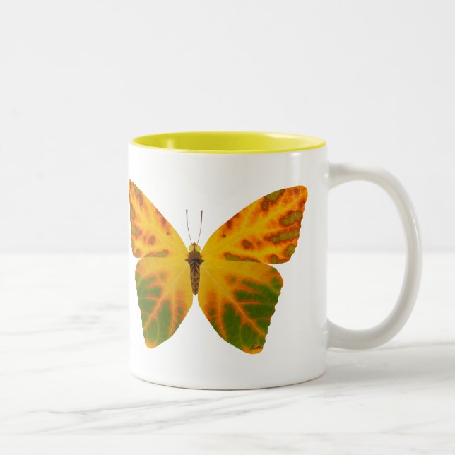 Caneca De Café Em Dois Tons Aspen Leaf Butterfly 1 (Direita)