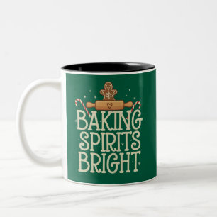 Caneca De Café Em Dois Tons Assando Espíritos Alegres Natal Divertido Padeiro