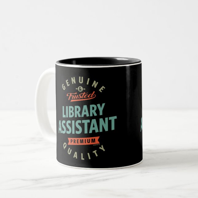 Caneca De Café Em Dois Tons Assistente de Biblioteca (Frente Esquerda)