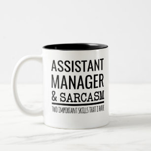 Caneca De Café Em Dois Tons Assistente Gerente E Sarcasmo Duas Competências Im