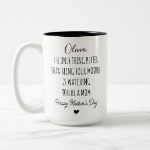 Caneca De Café Em Dois Tons Assistindo Você Ser uma Mãe Filha, de Presente par