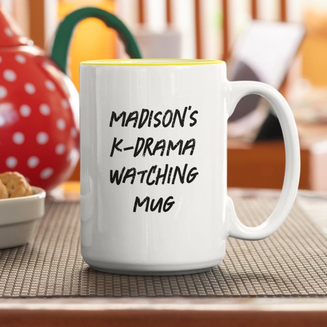 Caneca De Café Em Dois Tons Assistir Drama Coreano Personalizado (Criador carregado)