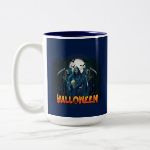 Caneca De Café Em Dois Tons Assustador Esqueleto Noturno Halloween, Meu Humor 