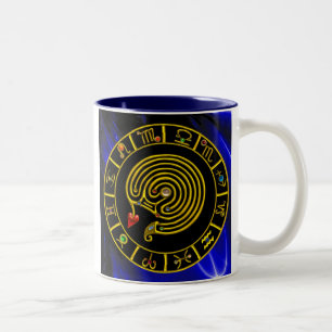 Caneca De Café Em Dois Tons Astrologia ZODÍACA DOURADA DO GRÁFICO ASTRAL LABYR