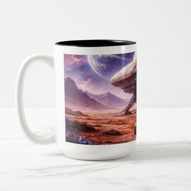 Caneca De Café Em Dois Tons Astronaut leaving Space Ship (Esquerda)
