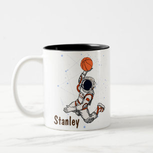 Caneca De Café Em Dois Tons Astronauta Cinto Galáxia Espacial Exterior Basquet