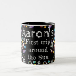 Caneca De Café Em Dois Tons Astronauta Espacial - Primeira Festa de aniversári