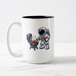 Caneca De Café Em Dois Tons Astronauta Grelhando