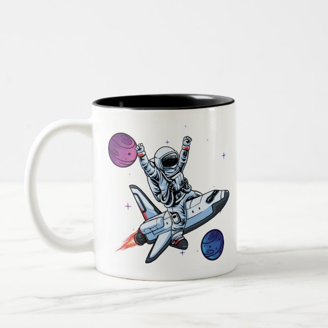 Caneca De Café Em Dois Tons astronautas nasa no ônibus espacial (Esquerda)
