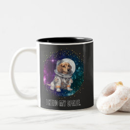 Caneca De Café Em Dois Tons Astronomia Espacial de Exploração do Cão Daschund