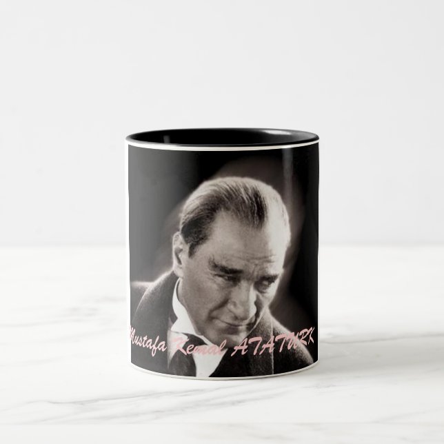 Caneca De Café Em Dois Tons ATA, Mustafa Kemal ATATURK (Centro)
