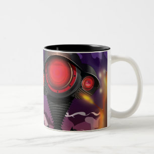 Caneca De Café Em Dois Tons Ataque de Alienígena de Ficção Científica!