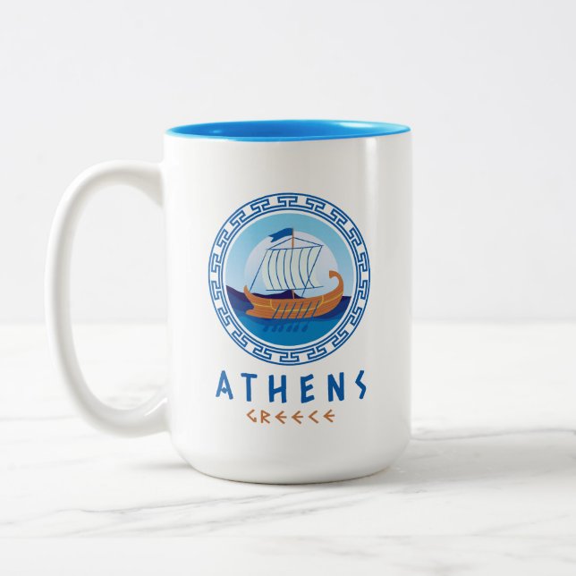 Caneca De Café Em Dois Tons Atenas, Grécia da Grécia Design (Esquerda)
