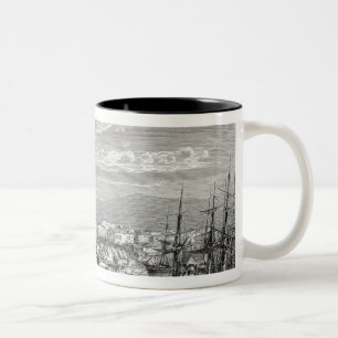 Caneca De Café Em Dois Tons Atenas: vista geral do Piraeus,