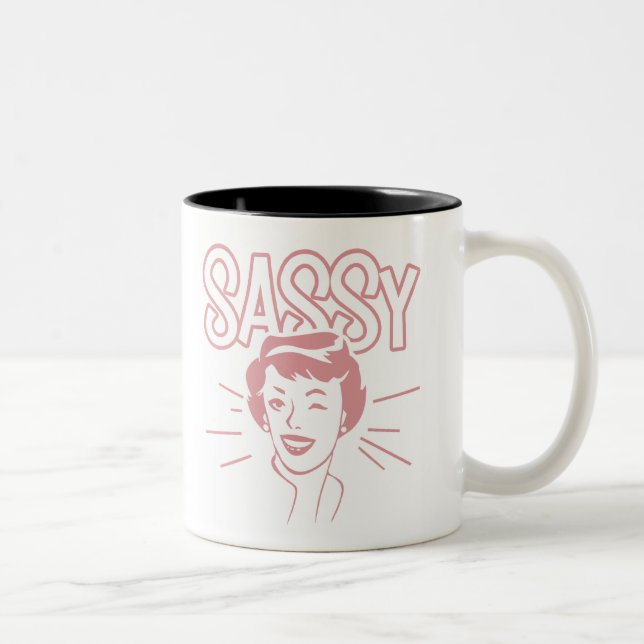 Caneca De Café Em Dois Tons Atitude da Retro-Sassy (Direita)