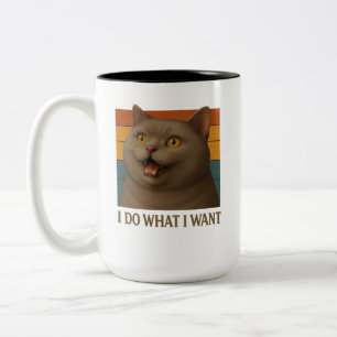 Caneca De Café Em Dois Tons Atitude de Cat Retroativa