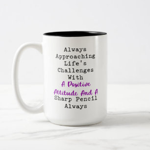 Caneca De Café Em Dois Tons Atitude Positiva Lápis Afiado Desafios da Vida