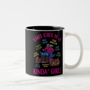 Caneca De Café Em Dois Tons ATV Quad Biking Dizendo Quatro Raparigas Rodas Eng