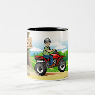 Caneca De Café Em Dois Tons ATV Rider - Cartoon masculino por PrintedPerfectio